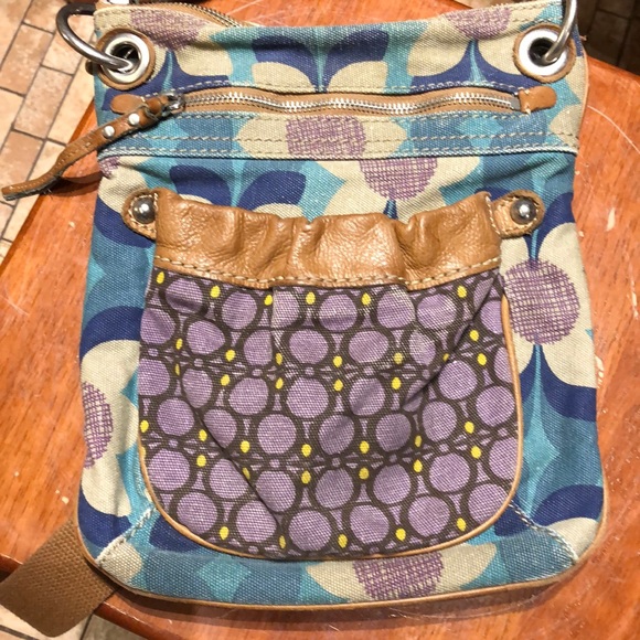 FOSSIL CANVAS & LEATHER CROSSBODY - Picture 1 of 8